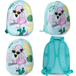 2 tlg Kindergepäck Flamingosblid Reisekoffer Kinderkoffer + Rucksack Blau