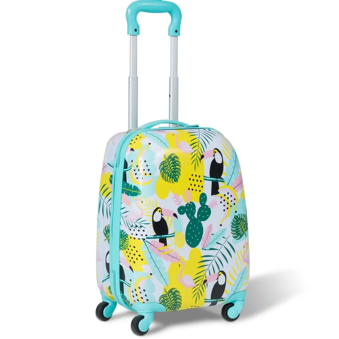 2 tlg Kindergepäck Flamingosblid Reisekoffer Kinderkoffer + Rucksack Blau