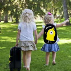 2 tlg Kindergepäck Monstersbild Reisekoffer Kinderkoffer + Rucksack Schwarz