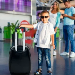 2 tlg Kindergepäck Monstersbild Reisekoffer Kinderkoffer + Rucksack Schwarz