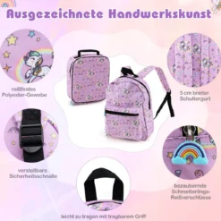 5tlg. Kindergepäckset 16-Zoll-Rollkoffer mit Rucksack & Nackenkissen & Gepäckanhänger & Lunchbox