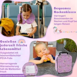 5tlg. Kindergepäckset 16-Zoll-Rollkoffer mit Rucksack & Nackenkissen & Gepäckanhänger & Lunchbox