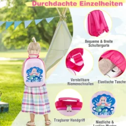 2tlg Kinderkoffer + Rucksack aus Kunststoff Kindertrolley Kindergepäck 12