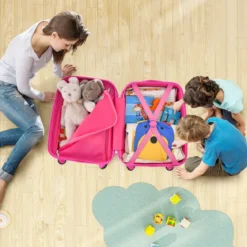 2tlg Kinderkoffer + Rucksack aus Kunststoff Kindertrolley Kindergepäck 12