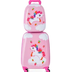 2tlg Kinderkoffer + Rucksack aus Kunststoff Kindertrolley Kindergepäck 12