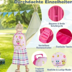 2tlg Kinderkoffer + Rucksack aus Kunststoff Kindertrolley 12