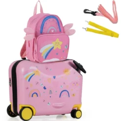 2tlg Kinderkoffer + Rucksack 47 cm Langer Aufsitzkoffer und 30 cm Breiter Rucksack 12
