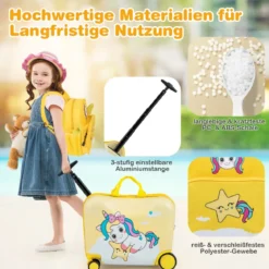 2tlg Kinderkoffer + Rucksack 47 cm Langer Aufsitzkoffer und 30 cm Breiter Rucksack 12
