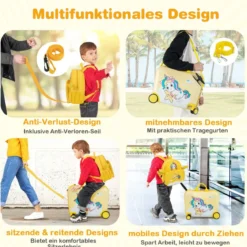 2tlg Kinderkoffer + Rucksack 47 cm Langer Aufsitzkoffer und 30 cm Breiter Rucksack 12