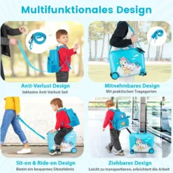 2tlg Kinderkoffer + Rucksack 47 cm Langer Aufsitzkoffer und 30 cm Breiter Rucksack 12
