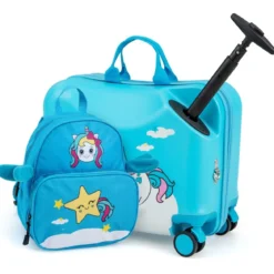 2tlg Kinderkoffer + Rucksack 47 cm Langer Aufsitzkoffer und 30 cm Breiter Rucksack 12