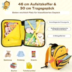 2tlg Kinderkoffer + Rucksack 47 cm Langer Aufsitzkoffer und 30 cm Breiter Rucksack 12
