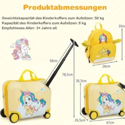 2tlg Kinderkoffer + Rucksack 47 cm Langer Aufsitzkoffer und 30 cm Breiter Rucksack 12