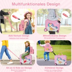 2tlg Kinderkoffer + Rucksack 47 cm Langer Aufsitzkoffer und 30 cm Breiter Rucksack 12