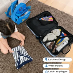 2tlg Kinderkoffer + Rucksack 47 cm Langer Aufsitzkoffer und 30 cm Breiter Rucksack 12