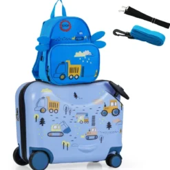 2tlg Kinderkoffer + Rucksack 47 cm Langer Aufsitzkoffer und 30 cm Breiter Rucksack 12