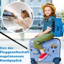 2tlg Kinderkoffer + Rucksack 47 cm Langer Aufsitzkoffer und 30 cm Breiter Rucksack 12