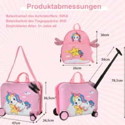 2tlg Kinderkoffer + Rucksack 47 cm Langer Aufsitzkoffer und 30 cm Breiter Rucksack 12