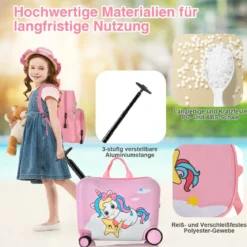 2tlg Kinderkoffer + Rucksack 47 cm Langer Aufsitzkoffer und 30 cm Breiter Rucksack 12