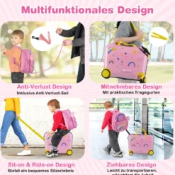 2tlg Kinderkoffer + Rucksack 47 cm Langer Aufsitzkoffer und 30 cm Breiter Rucksack 12