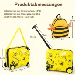2tlg Kinderkoffer + Rucksack 47 cm Langer Aufsitzkoffer und 30 cm Breiter Rucksack 12