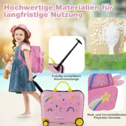 2tlg Kinderkoffer + Rucksack 47 cm Langer Aufsitzkoffer und 30 cm Breiter Rucksack 12