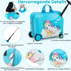 2tlg Kinderkoffer + Rucksack 47 cm Langer Aufsitzkoffer und 30 cm Breiter Rucksack 12
