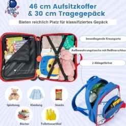 2tlg Kinderkoffer + Rucksack 47 cm Langer Aufsitzkoffer und 30 cm Breiter Rucksack 12