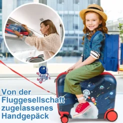 2tlg Kinderkoffer + Rucksack 47 cm Langer Aufsitzkoffer und 30 cm Breiter Rucksack 12