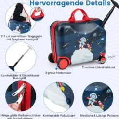 2tlg Kinderkoffer + Rucksack 47 cm Langer Aufsitzkoffer und 30 cm Breiter Rucksack 12