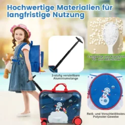 2tlg Kinderkoffer + Rucksack 47 cm Langer Aufsitzkoffer und 30 cm Breiter Rucksack 12