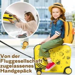 2tlg Kinderkoffer + Rucksack 47 cm Langer Aufsitzkoffer und 30 cm Breiter Rucksack 12