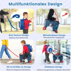 2tlg Kinderkoffer + Rucksack 47 cm Langer Aufsitzkoffer und 30 cm Breiter Rucksack 12