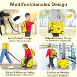 2tlg Kinderkoffer + Rucksack 47 cm Langer Aufsitzkoffer und 30 cm Breiter Rucksack 12