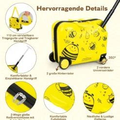 2tlg Kinderkoffer + Rucksack 47 cm Langer Aufsitzkoffer und 30 cm Breiter Rucksack 12