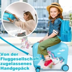 2tlg Kinderkoffer + Rucksack 47 cm Langer Aufsitzkoffer und 30 cm Breiter Rucksack 12