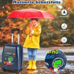 2 tlg Kinderkoffer + Rucksack Kindertrolley aus Kunststoff Kinder Kofferset Weltraum-Dinosaurier