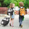 2 TLG Kinderkoffer & Rucksack mit Rollen & 3 stufigem Teleskopgriff 12”+16” Kindertrolley Panda