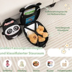 2 TLG Kinderkoffer & Rucksack mit Rollen & 3 stufigem Teleskopgriff 12”+16” Kindertrolley Panda