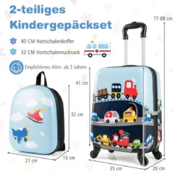 2tlg Kinderkoffer Set Kindergepäck mit Rädern 17