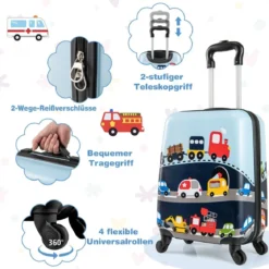 2tlg Kinderkoffer Set Kindergepäck mit Rädern 17