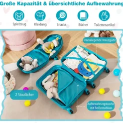 2tlg Kinderkoffer Set Kindergepäck mit Rädern 17