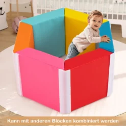 6 TLG. Kinder Schaumstoff Bausteine mit Abnehmbaren PU-Bezügen Sechseckiges Bällebad