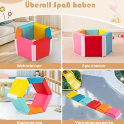 6 TLG. Kinder Schaumstoff Bausteine mit Abnehmbaren PU-Bezügen Sechseckiges Bällebad