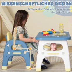 3 tlg. Kindersitzgruppe mit Dinosaurierdesign Kindertisch mit 2 Stühle inkl. Bauklötze
