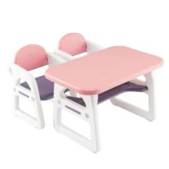 3tlg. Kindersitzgruppe mit Regal & Ablagefach zum Lesen für 1–5 Jahre Rosa & Lila