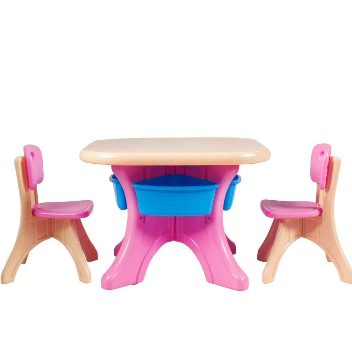 3tlg. Kindersitzgruppe Sitzgruppe Kindertisch&2 Kinderstühlen Aufbewahrungsboxen Rosa