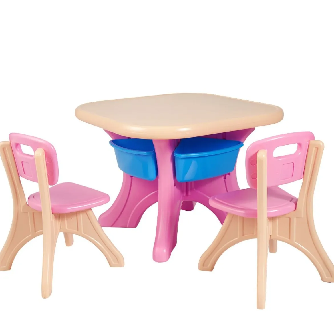 3tlg. Kindersitzgruppe Sitzgruppe Kindertisch&2 Kinderstühlen Aufbewahrungsboxen Rosa