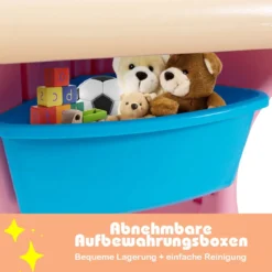 3tlg. Kindersitzgruppe Sitzgruppe Kindertisch&2 Kinderstühlen Aufbewahrungsboxen Rosa
