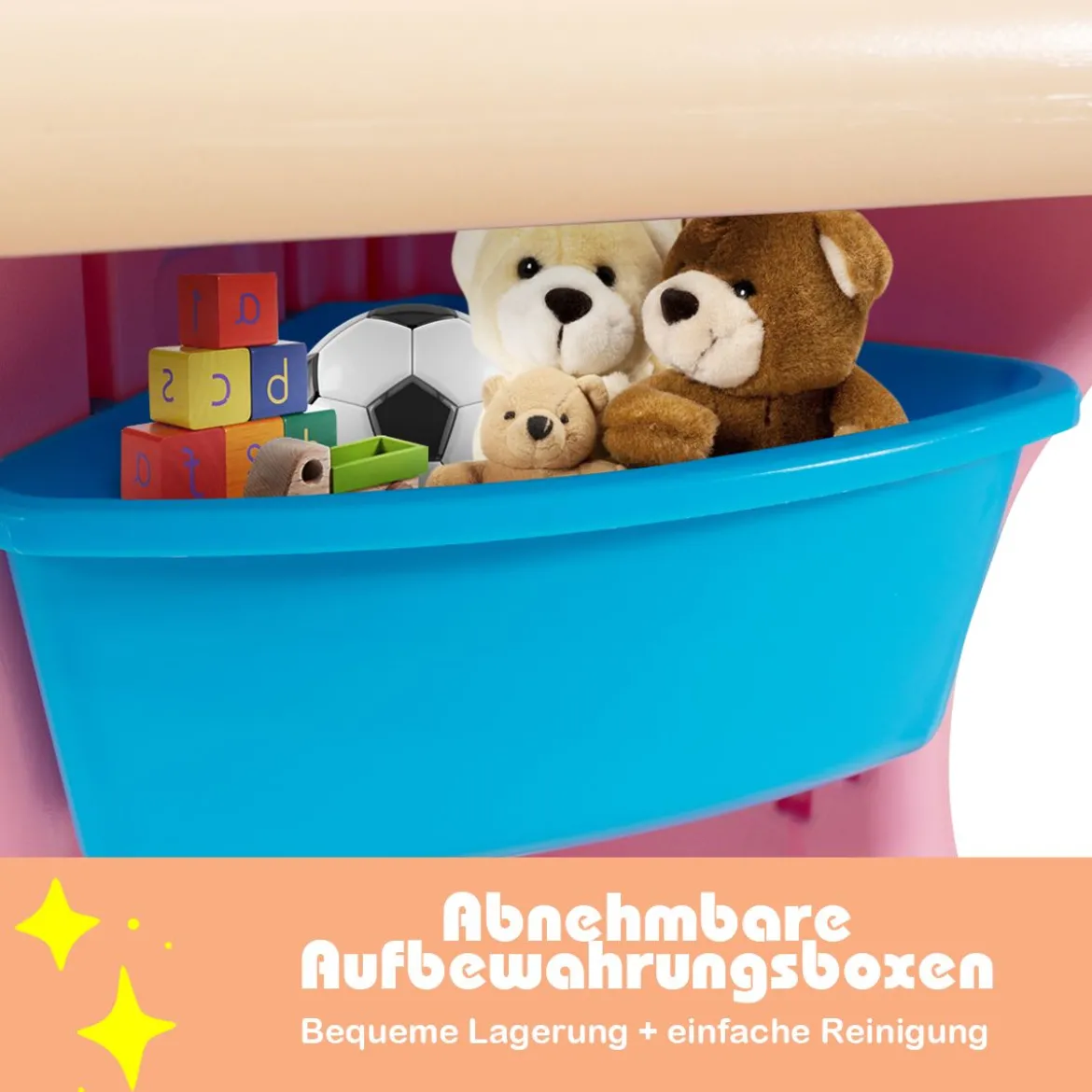 3tlg. Kindersitzgruppe Sitzgruppe Kindertisch&2 Kinderstühlen Aufbewahrungsboxen Rosa